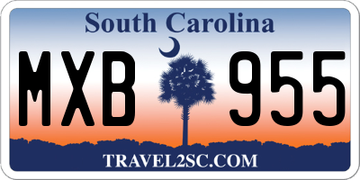 SC license plate MXB955