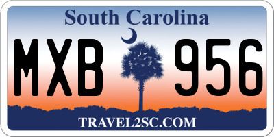 SC license plate MXB956