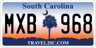 SC license plate MXB968