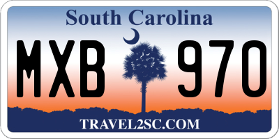 SC license plate MXB970
