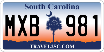 SC license plate MXB981