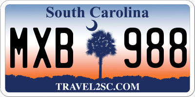 SC license plate MXB988