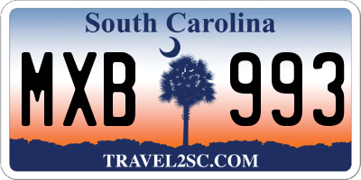 SC license plate MXB993