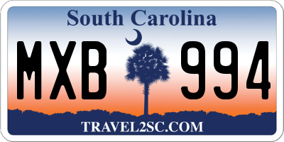 SC license plate MXB994