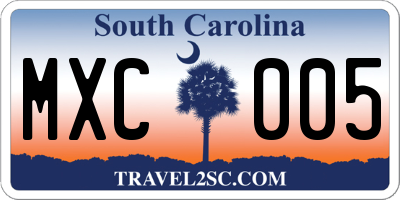 SC license plate MXC005