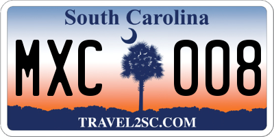 SC license plate MXC008