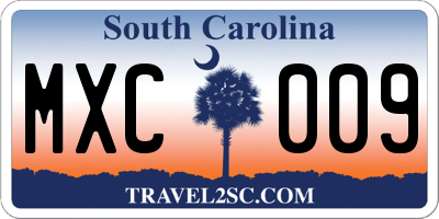 SC license plate MXC009