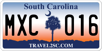 SC license plate MXC016