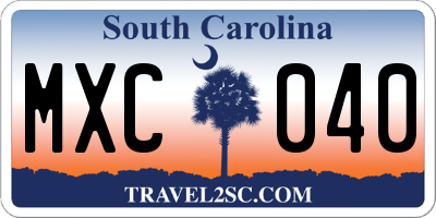 SC license plate MXC040