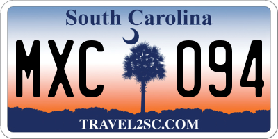 SC license plate MXC094