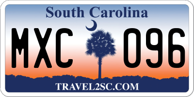 SC license plate MXC096