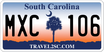 SC license plate MXC106