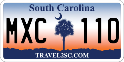 SC license plate MXC110