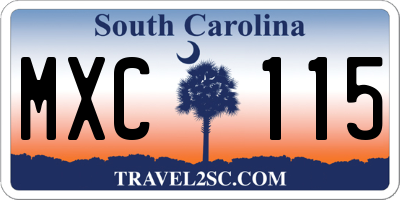 SC license plate MXC115