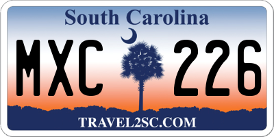 SC license plate MXC226