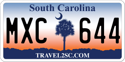 SC license plate MXC644
