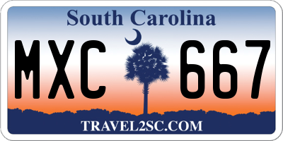 SC license plate MXC667