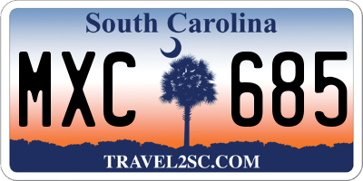 SC license plate MXC685