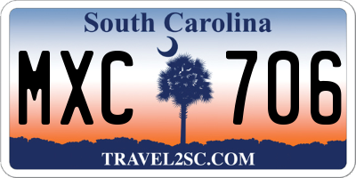 SC license plate MXC706