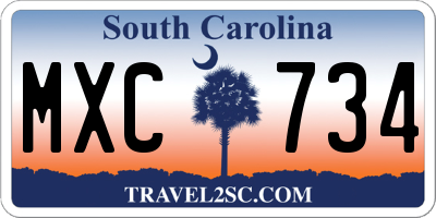 SC license plate MXC734