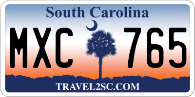 SC license plate MXC765