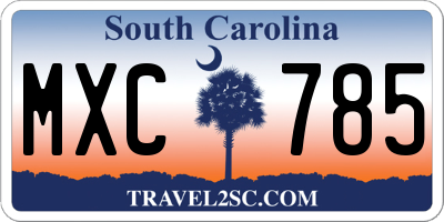 SC license plate MXC785