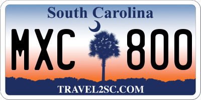 SC license plate MXC800