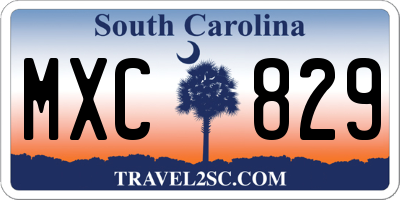 SC license plate MXC829