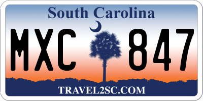SC license plate MXC847