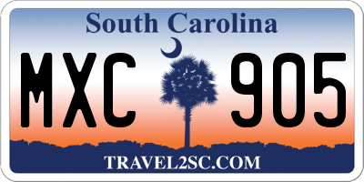 SC license plate MXC905