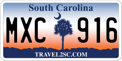 SC license plate MXC916