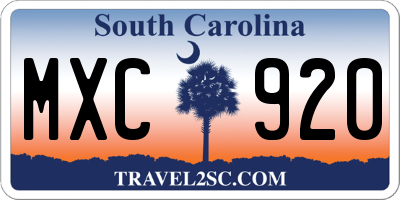 SC license plate MXC920