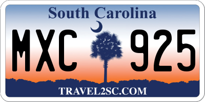 SC license plate MXC925