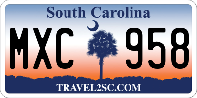 SC license plate MXC958