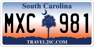 SC license plate MXC981