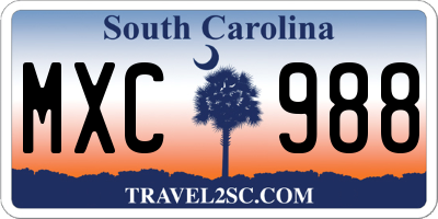 SC license plate MXC988