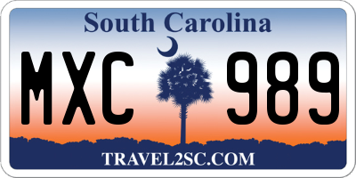 SC license plate MXC989
