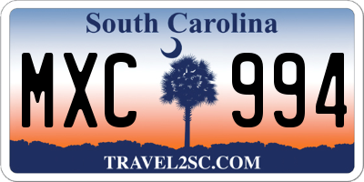 SC license plate MXC994