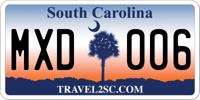 SC license plate MXD006