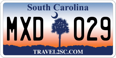 SC license plate MXD029