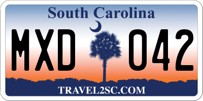 SC license plate MXD042