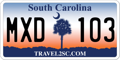 SC license plate MXD103
