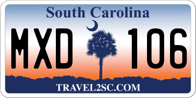 SC license plate MXD106