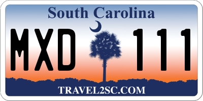 SC license plate MXD111