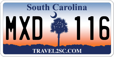 SC license plate MXD116