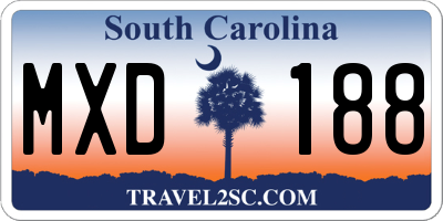 SC license plate MXD188