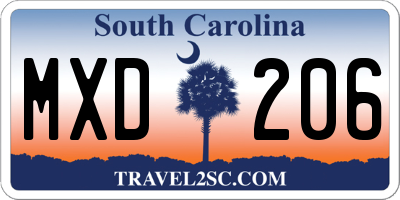 SC license plate MXD206