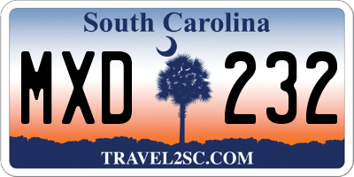 SC license plate MXD232