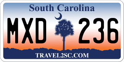 SC license plate MXD236