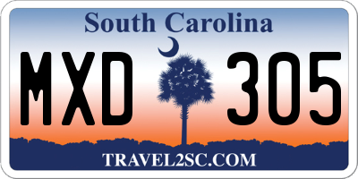 SC license plate MXD305